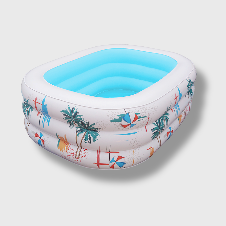 白色椰树充气戏水池家庭游泳池三层海洋球池